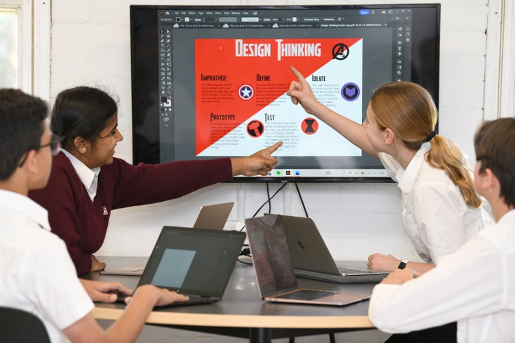 students and teacher in the Design and Technology rooms