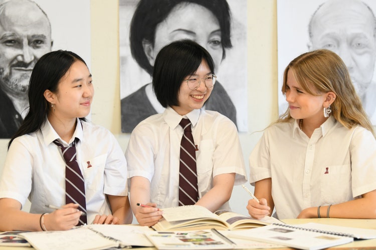 students in the art studio